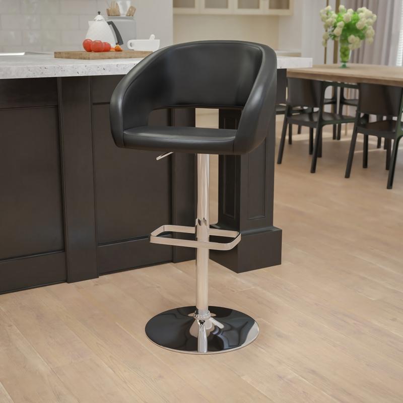 Flash Furniture Contemporary Adjustable Bar Stool, Black, CH122070BK MPN:CH122070BK