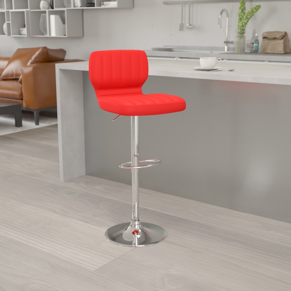 Flash Furniture Contemporary Vinyl Adjustable Height Bar Stool, Red MPN:CH132330RED