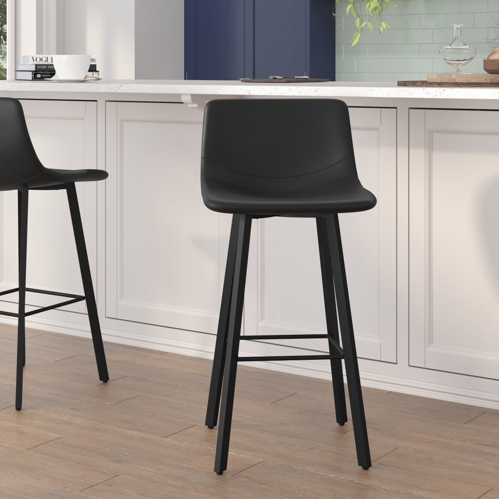 Flash Furniture Caleb Modern Armless Commercial-Grade Bar Stools, Black, Set Of 2 Stools MPN:CH21206930BK