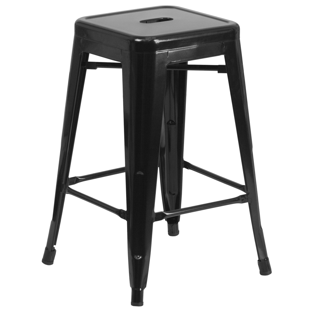 Flash Furniture 24inH Commercial-Grade Metal Backless Counter Stool, Black MPN:CH3132024BK