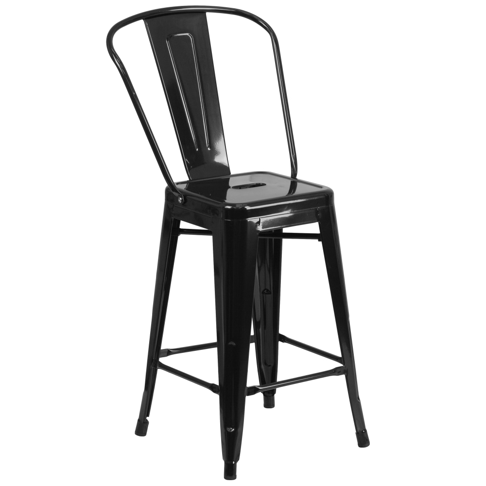Flash Furniture 24inH Commercial-Grade Metal Counter Stool, Black MPN:CH3132024GBBK