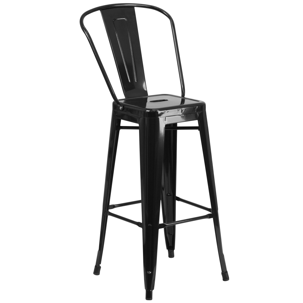 Flash Furniture Commercial-Grade High-Back Bar Stool, Black MPN:CH3132030GBBK