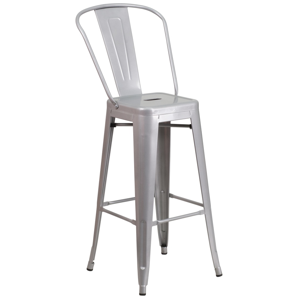 Flash Furniture Commercial-Grade High-Back Bar Stool, Silver MPN:CH3132030GBSIL