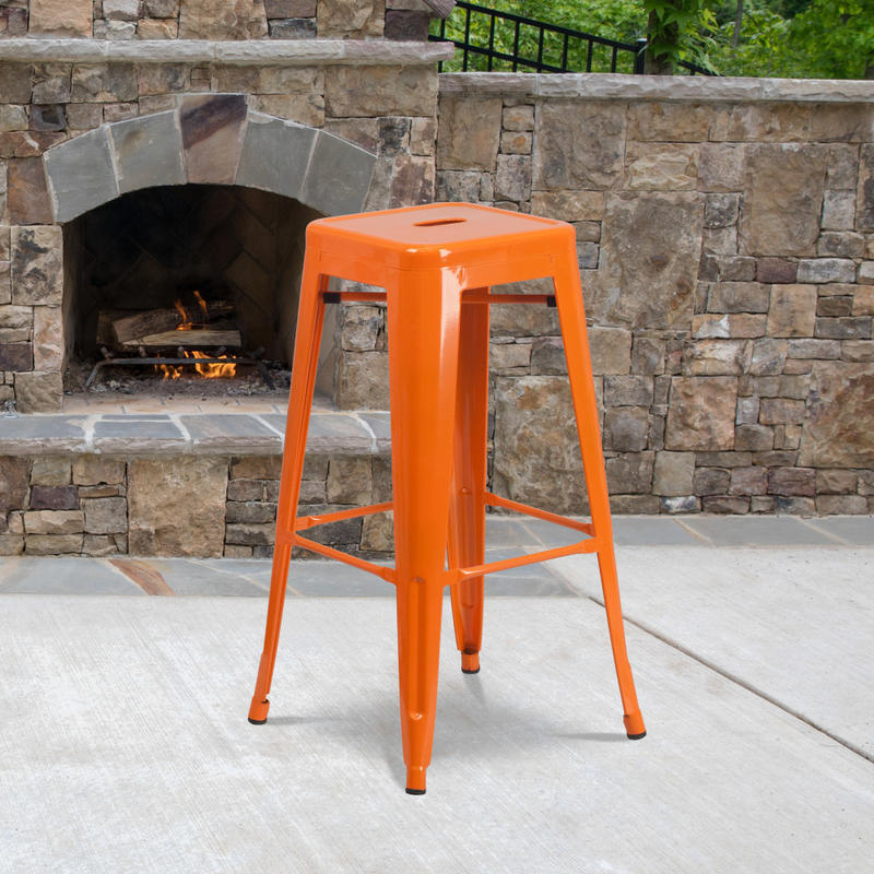 Flash Furniture Commercial Backless Bar Stool, Orange MPN:CH3132030OR