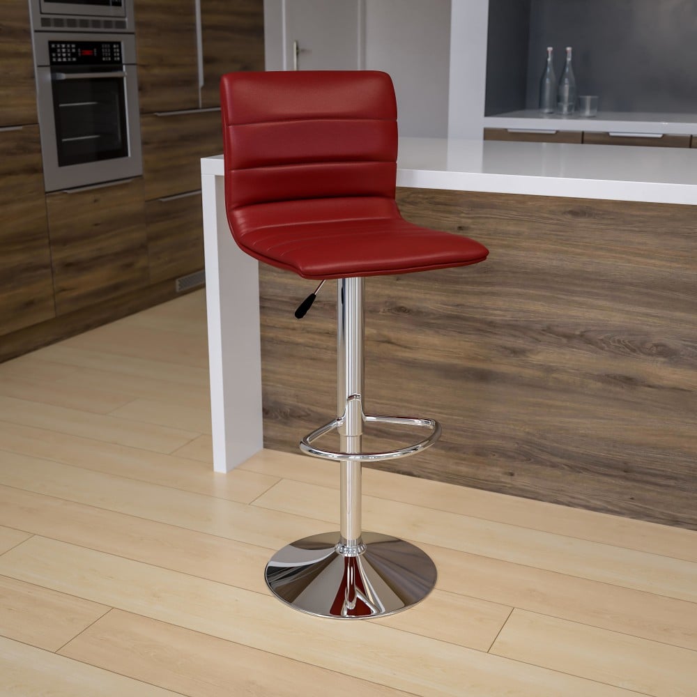 Flash Furniture Contemporary Adjustable Bar Stools, Burgundy Vinyl/Chrome Frame MPN:CH920231BURG