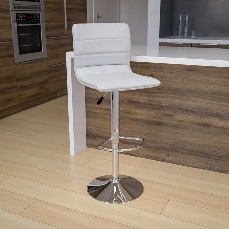 Flash Furniture Contemporary Adjustable Bar Stool, White/Chrome MPN:CH920231WH