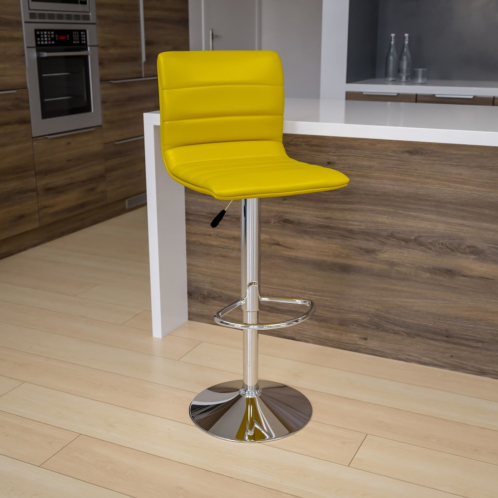 Flash Furniture Contemporary Adjustable Bar Stools, Yellow Vinyl/Chrome Frame MPN:CH920231YEL