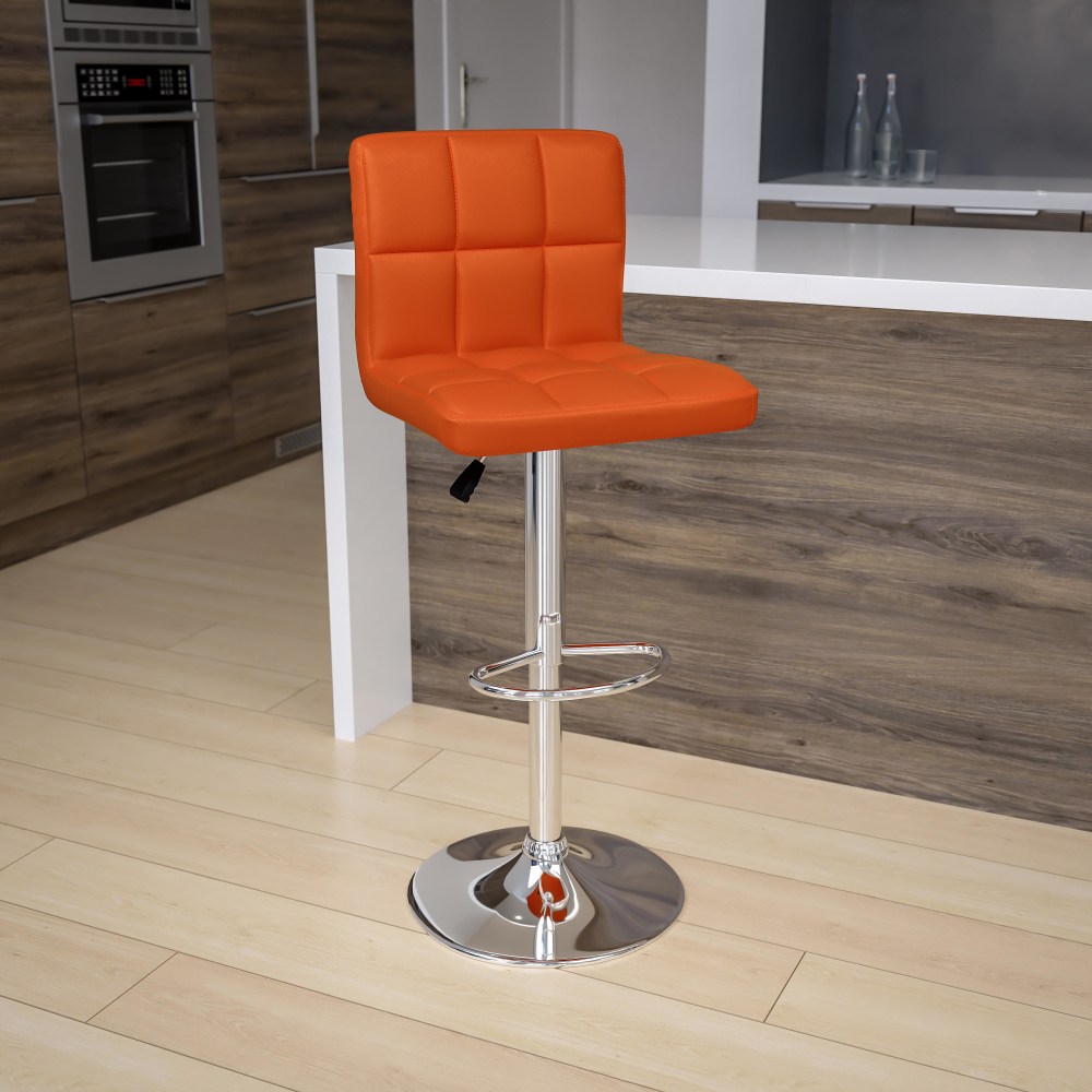 Flash Furniture Contemporary Quilted Vinyl Adjustable Height Barstool with Chrome Base, Orange MPN:DS810MODORG