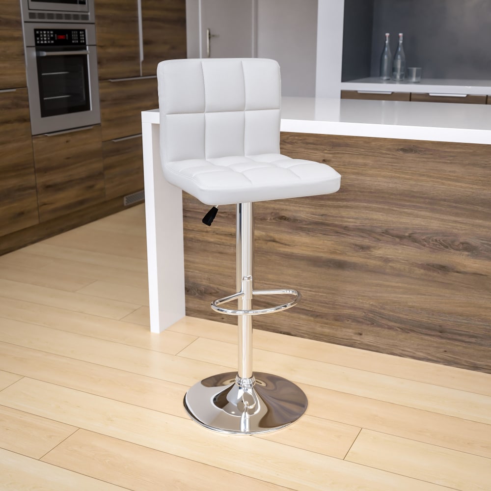 Flash Furniture Contemporary Quilted Vinyl Adjustable Height Barstool with Chrome Base, White MPN:DS810MODWH
