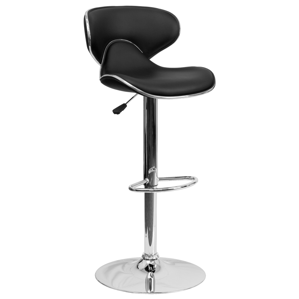 Flash Furniture Cozy Mid-Back Adjustable Bar Stool, Gray/Black MPN:DS815BK