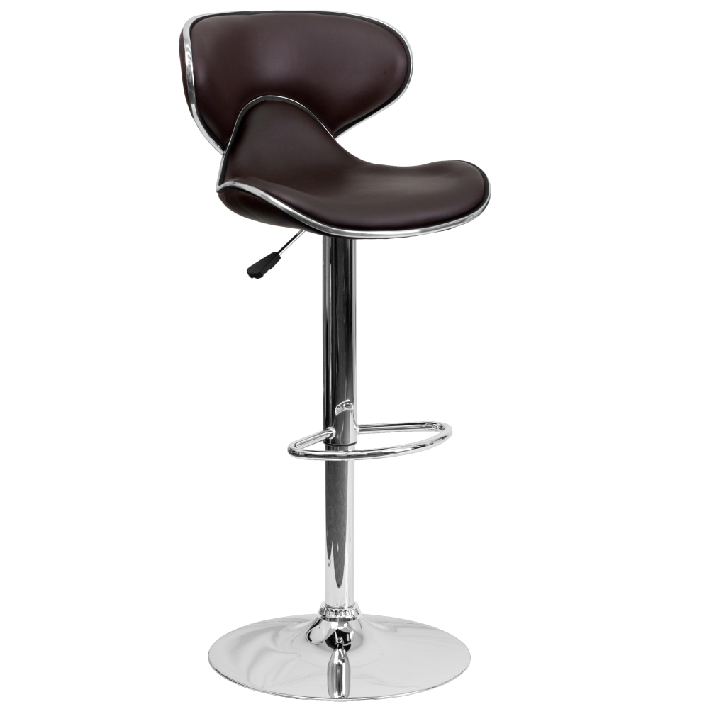 Flash Furniture Cozy Mid-Back Adjustable Bar Stool, Gray/Brown MPN:DS815BRN
