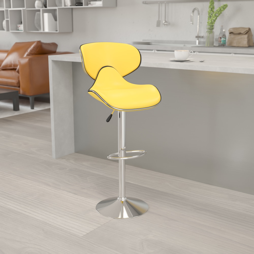Flash Furniture Cozy Mid-Back Adjustable Bar Stools, Yellow MPN:DS815YEL