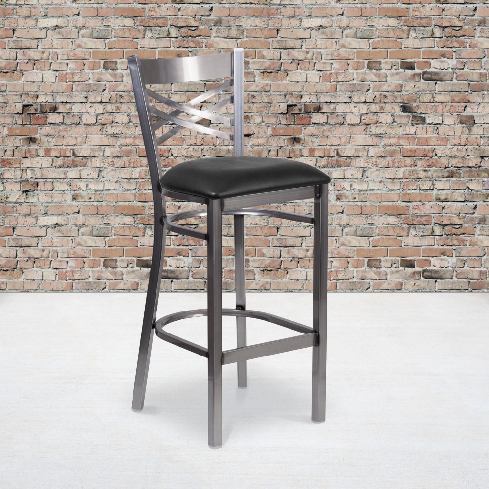Flash Furniture Metal/Vinyl Restaurant Barstool With X Back, Black/Clear Coated MPN:XU6F8BCLRBARBLK