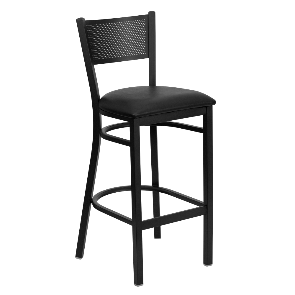Flash Furniture Metal/Vinyl Restaurant Barstool With Grid Back, Black MPN:XUDG616GRDBBLKV