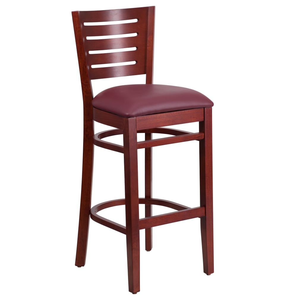 Flash Furniture Slat Back Restaurant Bar Stool, Burgundy/Mahogany MPN:XUDGW018BMABGV