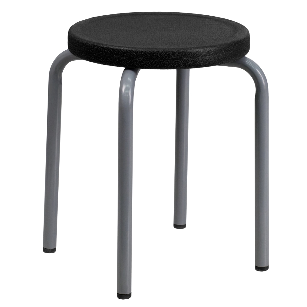 Flash Furniture Stackable Stool with Silver Powder Coated Frame, Black MPN:YK01B
