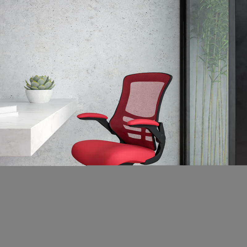 Flash Furniture Mesh Mid-Back Swivel Task Chair With Flip-Up Arms, Red/Black MPN:BLX5MRED