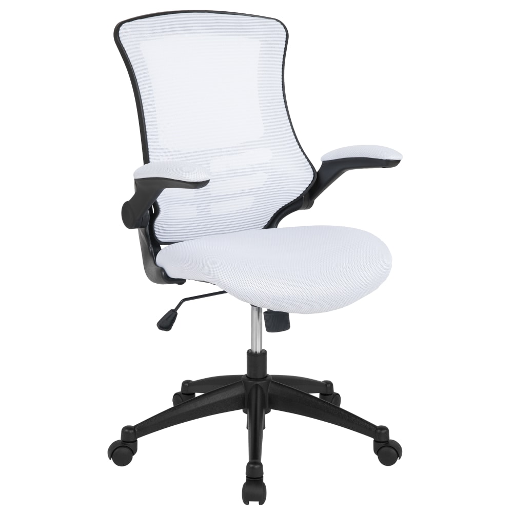 Flash Furniture Mesh Mid-Back Swivel Task Chair With Flip-Up Arms, White/Black MPN:BLX5MWH