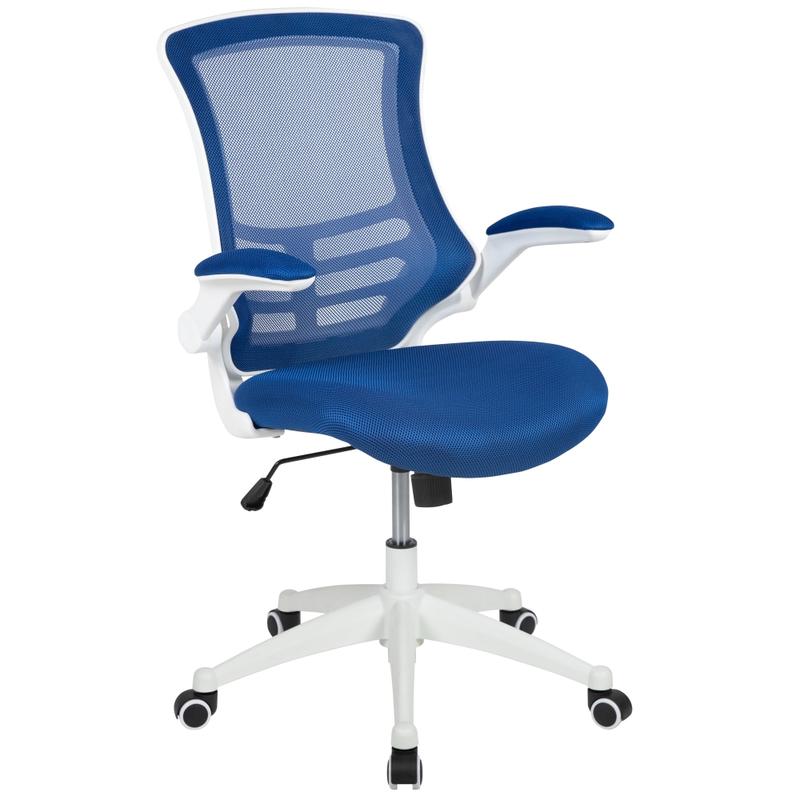 Flash Furniture Mesh Mid-Back Swivel Task Chair With Flip-Up Arms, Blue/White MPN:BLX5MWHBLUE