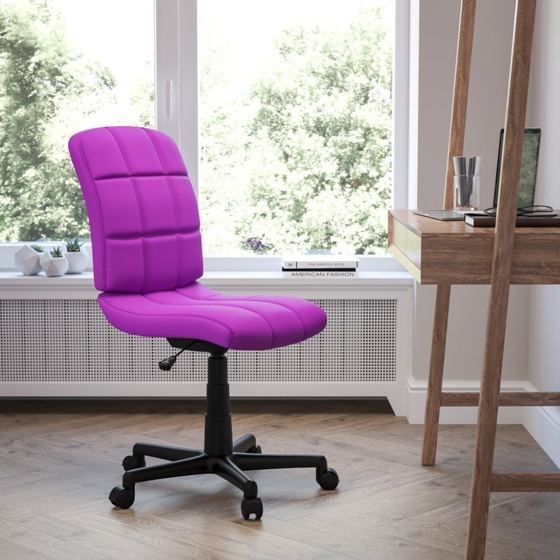 Flash Furniture Quilted Vinyl Mid-Back Swivel Task Chair, Purple/Black MPN:GO-1691-1-PUR-GG