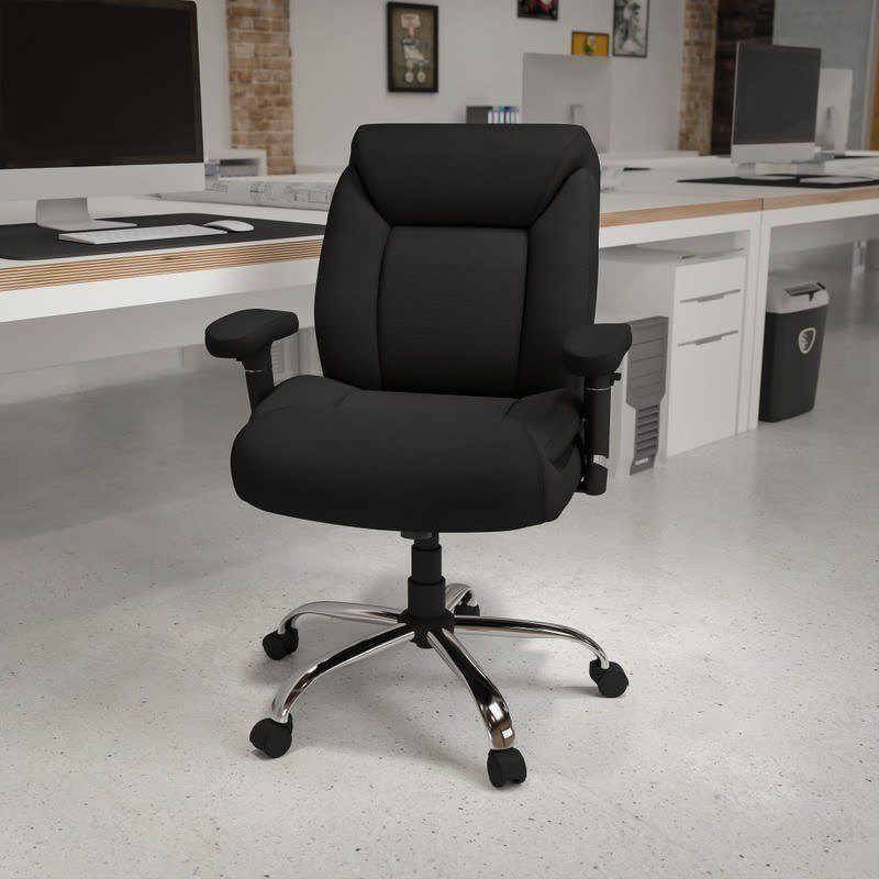 Flash Furniture HERCULES Series Big & Tall 400 lb. Rated Swivel Ergonomic Task Office Chair with Deep Tufted Seating and Adjustable Arms, Black/Chrome MPN:GO-2073F-GG