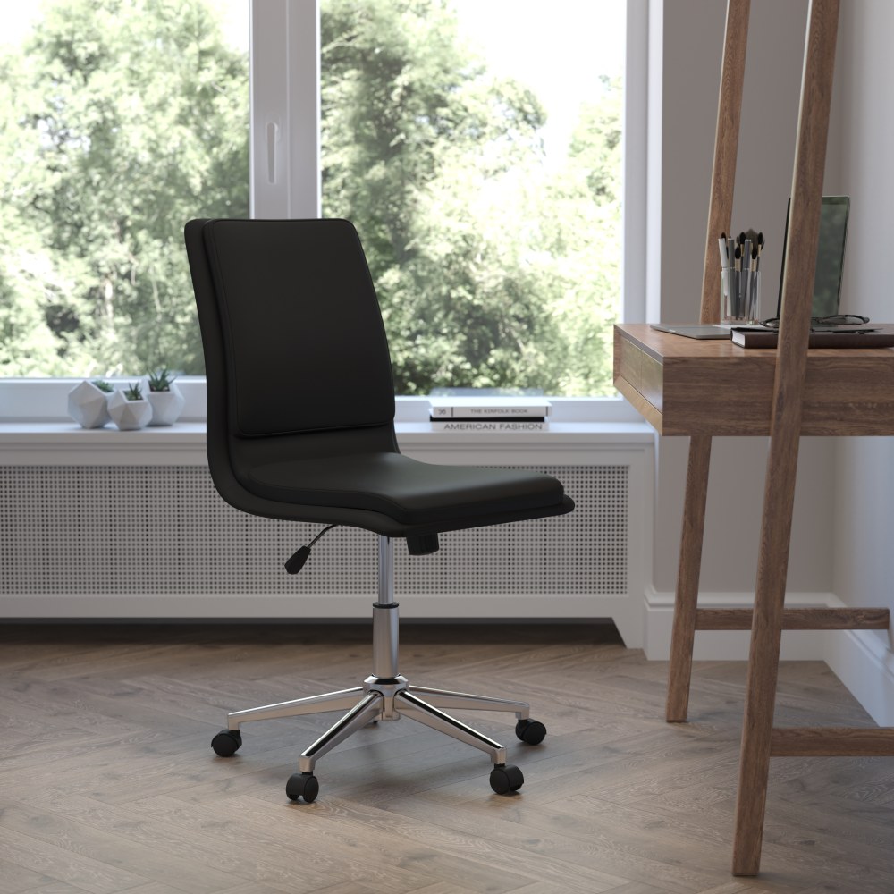 Flash Furniture Madigan Faux Leather Mid-Back Armless Swivel Task Office Chair, Black MPN:GO21111BK