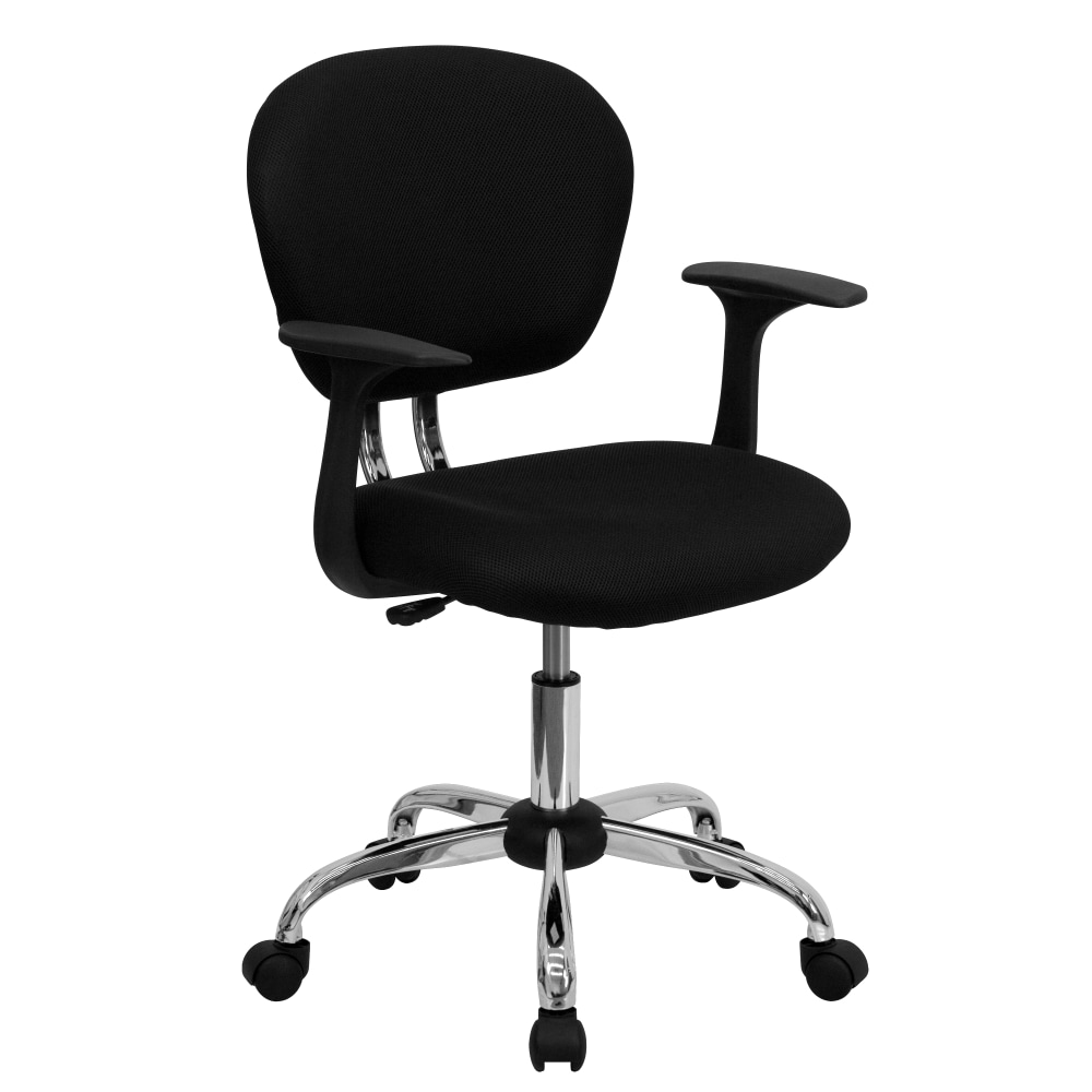 Flash Furniture Mesh Mid-Back Swivel Task Chair With Arms, Black/Silver MPN:H-2376-F-BK-ARMS-GG