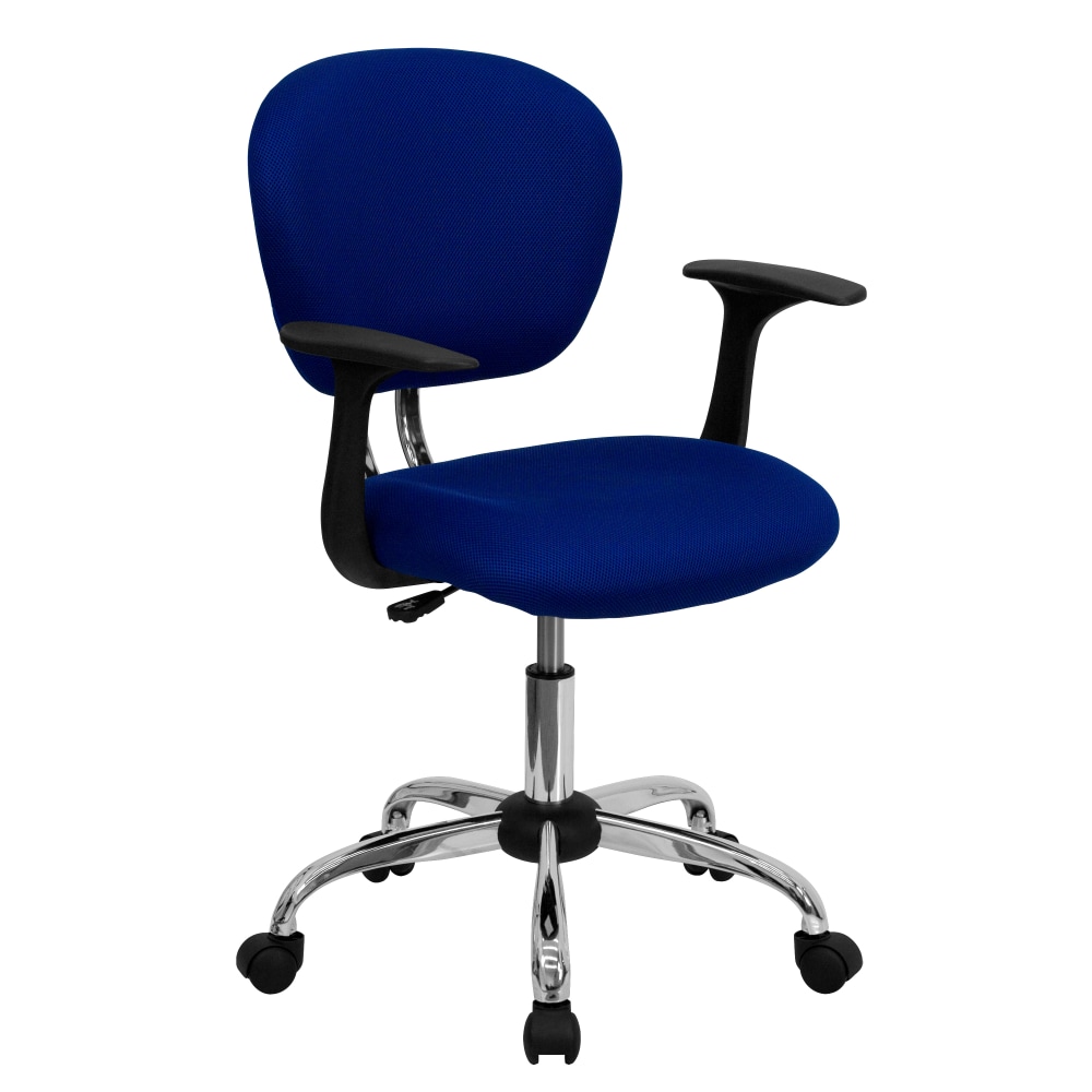 Flash Furniture Mesh Mid-Back Swivel Task Chair With Arms, Blue/Silver MPN:H-2376-F-BLUE-ARMS-GG
