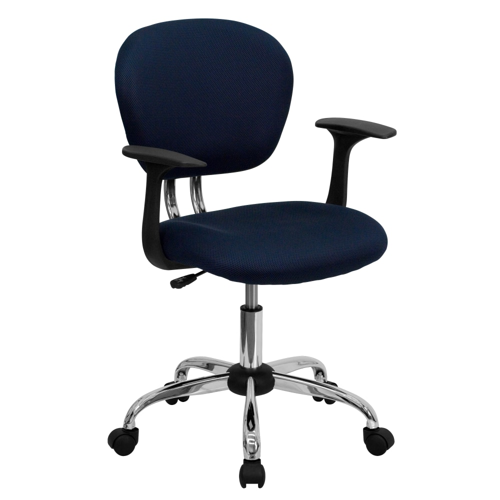 Flash Furniture Mesh Mid-Back Swivel Task Chair With Arms, Navy/Silver MPN:H-2376-F-NAVY-ARMS-GG