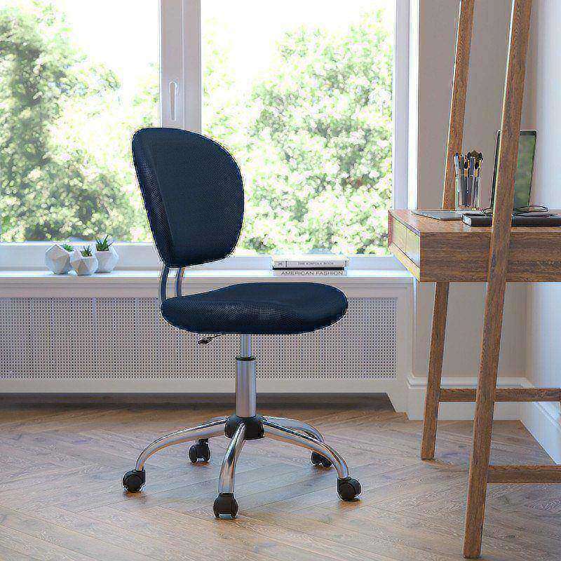 Flash Furniture Mesh Mid-Back Swivel Task Chair, Navy/Silver MPN:H-2376-F-NAVY-GG