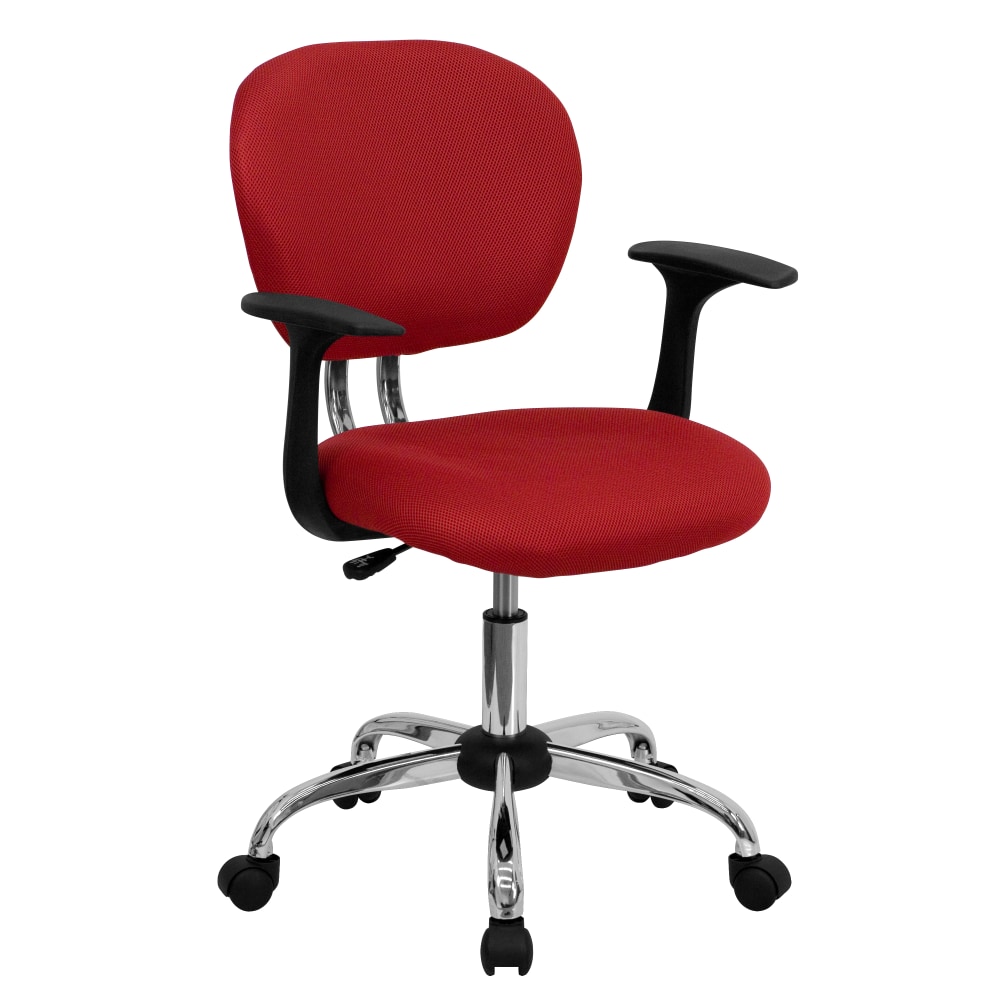 Flash Furniture Mesh Mid-Back Swivel Task Chair With Arms, Red/Silver MPN:H-2376-F-RED-ARMS-GG