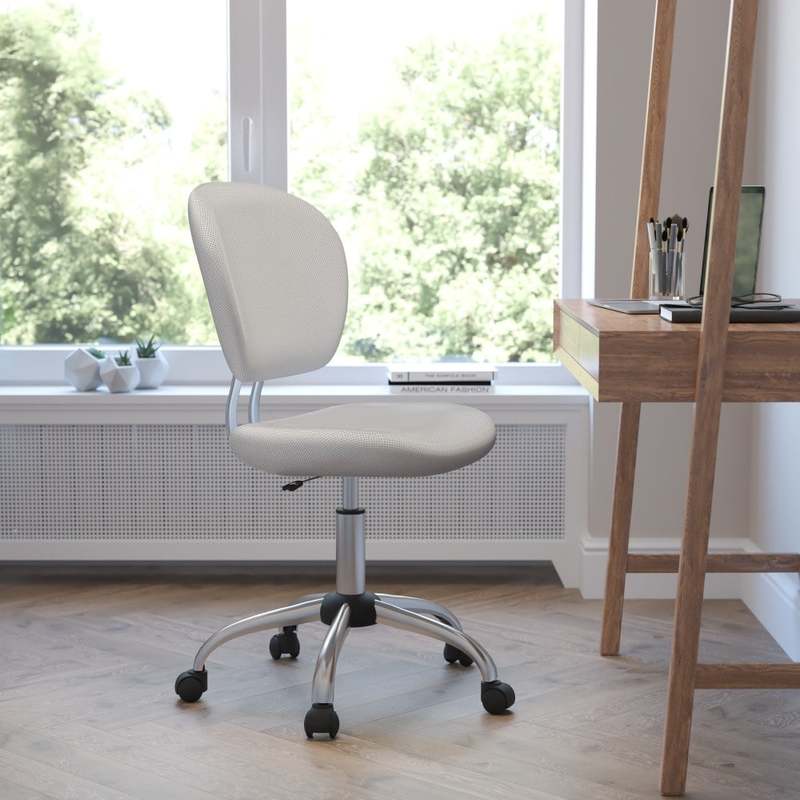 Flash Furniture Mesh Mid-Back Swivel Task Chair, White/Silver MPN:H-2376-F-WHT-GG