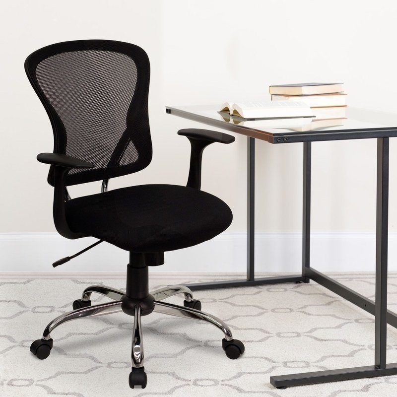 Flash Furniture Mesh Mid-Back Task Chair, Black/Chrome MPN:H-8369F-BLK-GG