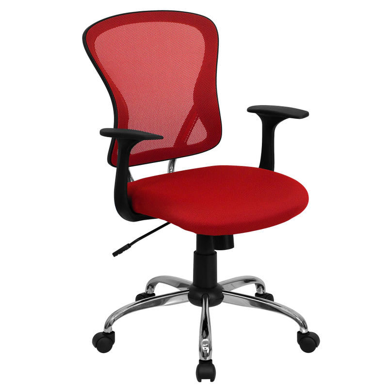 Flash Furniture Mesh Mid-Back Task Chair, Red/Black/Chrome MPN:H-8369F-RED-GG