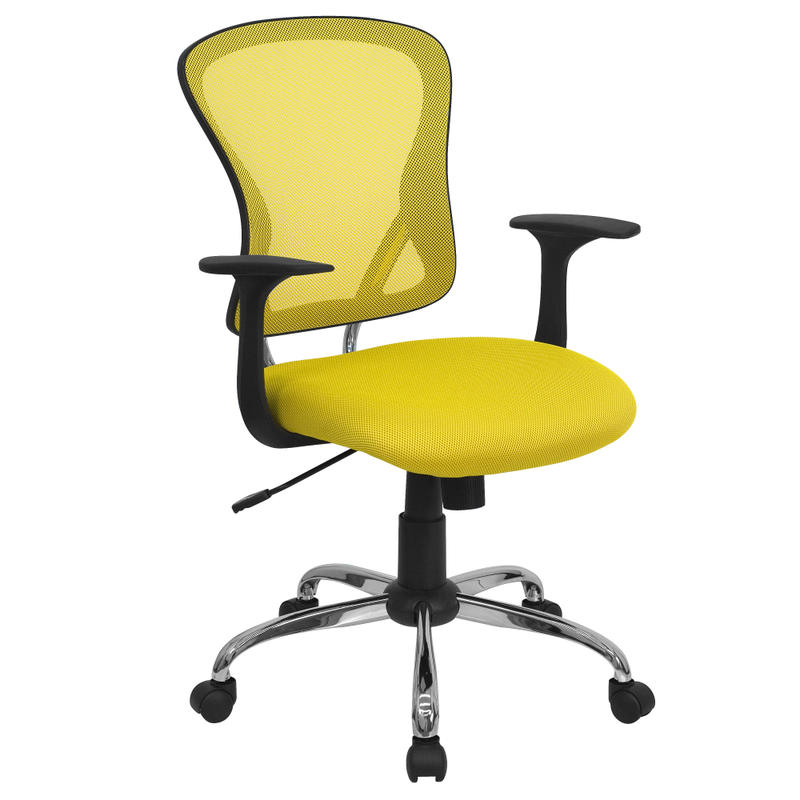 Flash Furniture Mesh Mid-Back Task Chair, Yellow/Black/Chrome MPN:H-8369F-YEL-GG