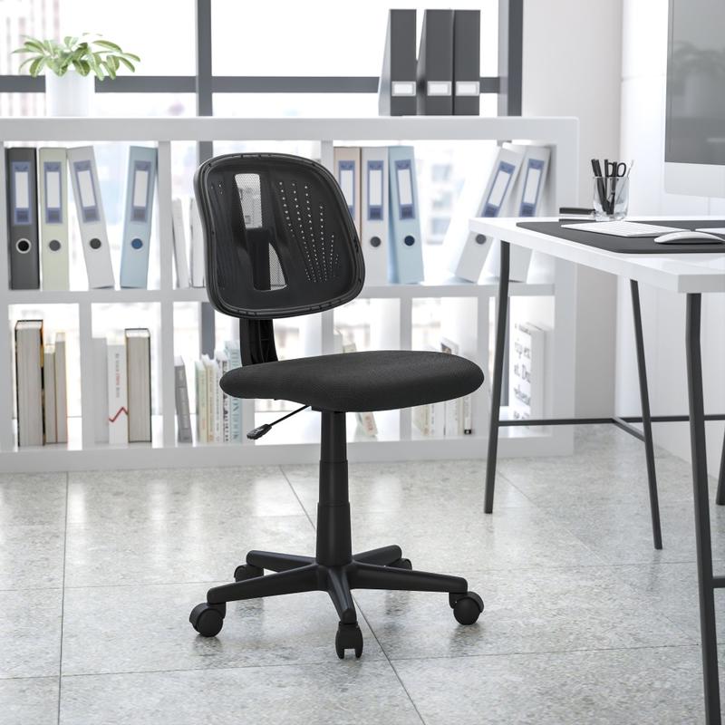 Flash Furniture Flash Fundamentals Mesh Mid-Back Swivel Task Office Chair With Pivot Back, Black MPN:LF134BK