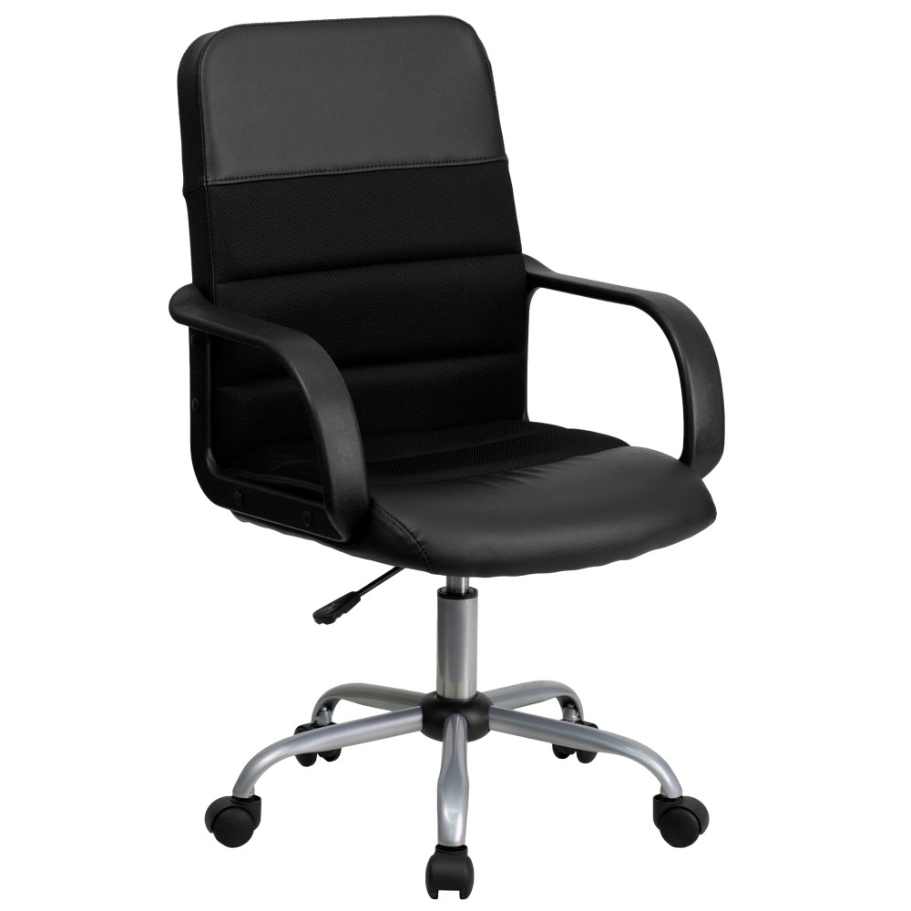 Flash Furniture LeatherSoft Faux Leather/Mesh Mid-Back Task Chair, Black MPN:LFW61B2