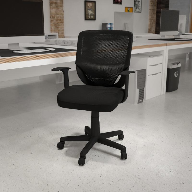Flash Furniture Norris Mesh Mid-Back Swivel Task Chair, Black MPN:LFW95ABK