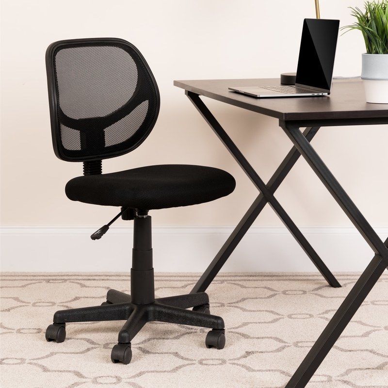 Flash Furniture Mesh Low-Back Swivel Task Chair, Black MPN:WA-3074-BK-GG