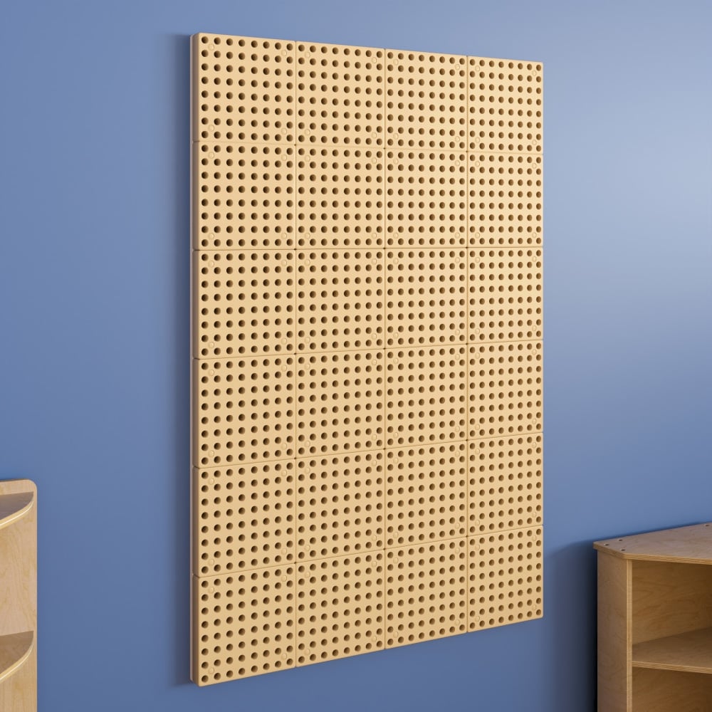 Flash Furniture Bright Beginnings Commercial Grade Multipurpose Modular STEAM Wall Peg System Panel, Natural MPN:MKME10971
