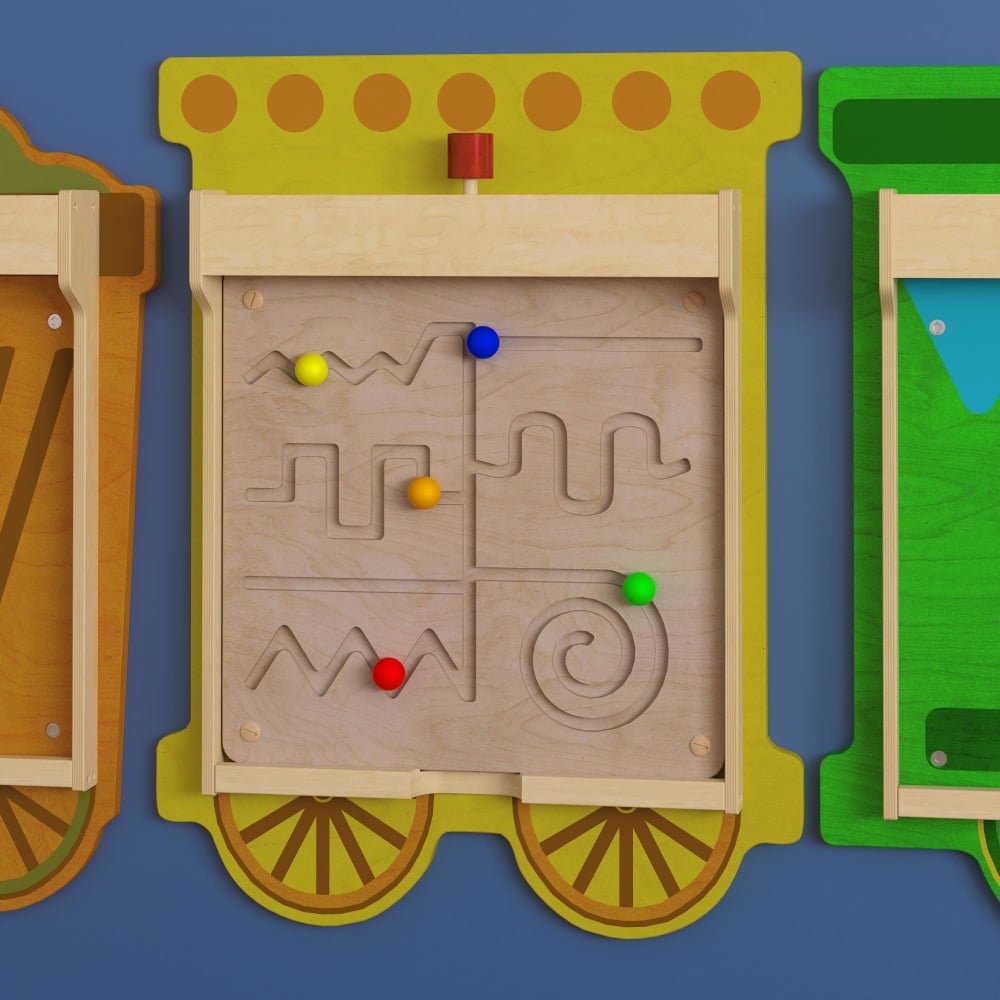 Flash Furniture Bright Beginnings Commercial Grade Wooden Maze Motor Skills STEAM Wall Accessory Board, Beech MPN:MKME14337