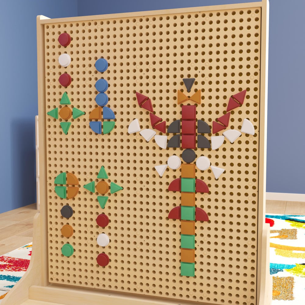Flash Furniture Bright Beginnings Commercial 256-Piece Shape Set For Modular STEAM Wall Systems, Multicolor MPN:MKME14696