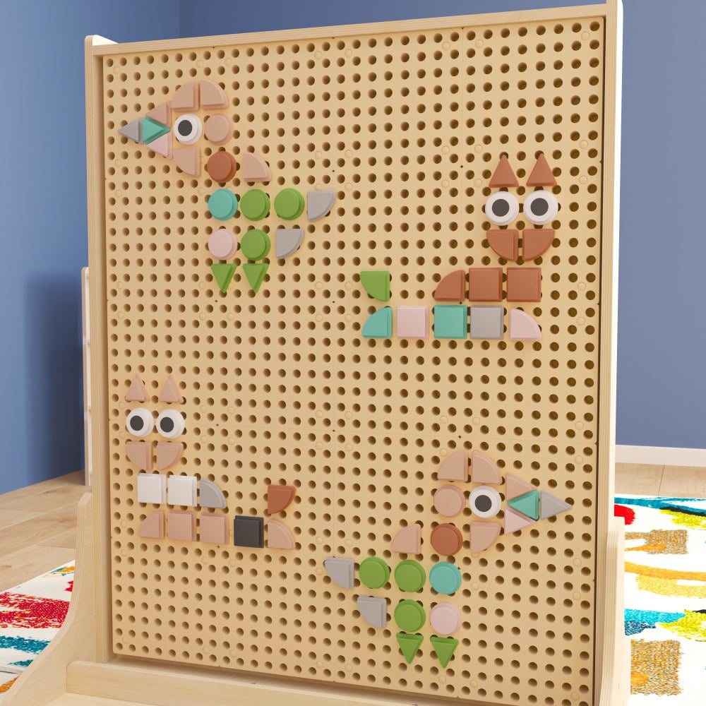 Flash Furniture Bright Beginnings Commercial Grade 256-Piece Shape Set For Modular STEAM Wall Systems, Multicolor Pastel MPN:MKME14702
