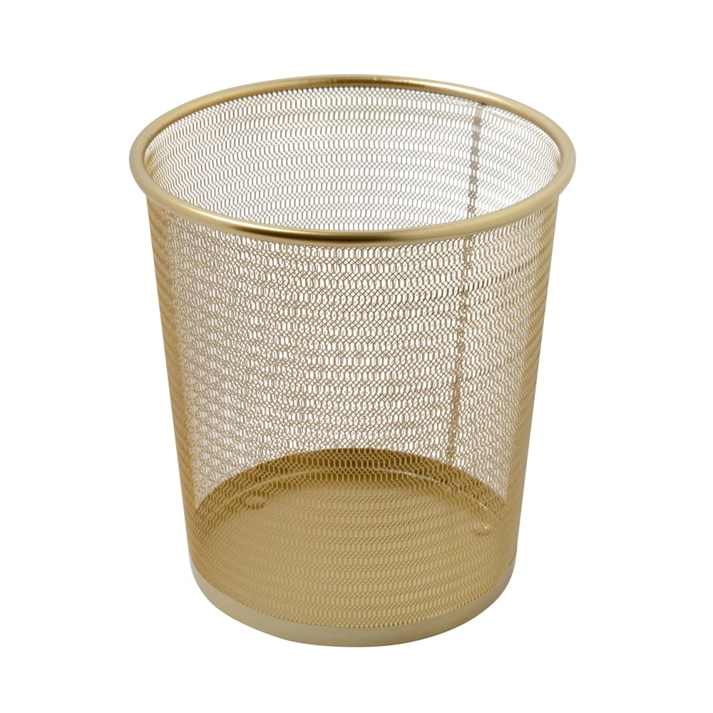 Martha Stewart Ryder Mesh Metal Trash Can, 4.5 Gallon, Gold MPN:HHOHD21GLD