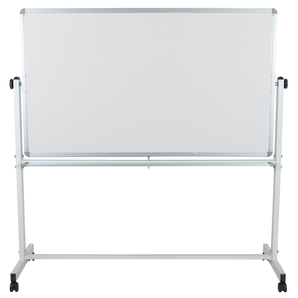 Flash Furniture Reversible Cork Bulletin/Magnetic Dry-Erase Whiteboard, 62 1/2in x 62 1/4in, Silver Aluminum Frame MPN:YUYCI004CK