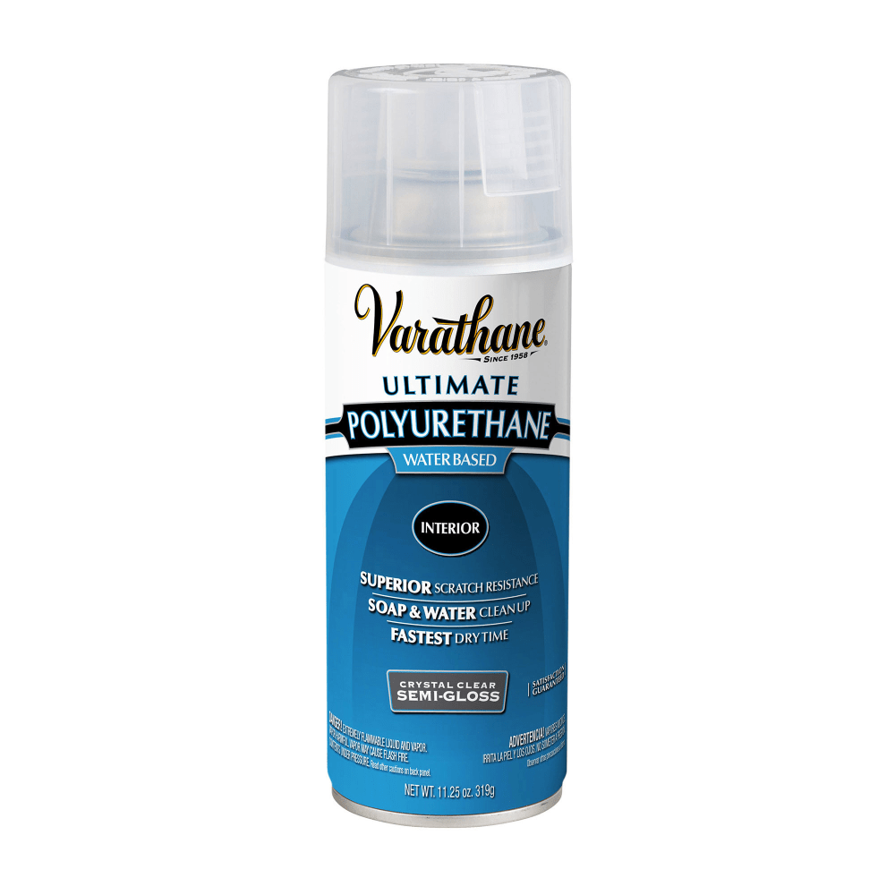 Varathane Ultimate Water-Based Polyurethane, 11.25 Oz, Crystal Clear Semi-Gloss, Pack Of 6 Spray Cans MPN:200181