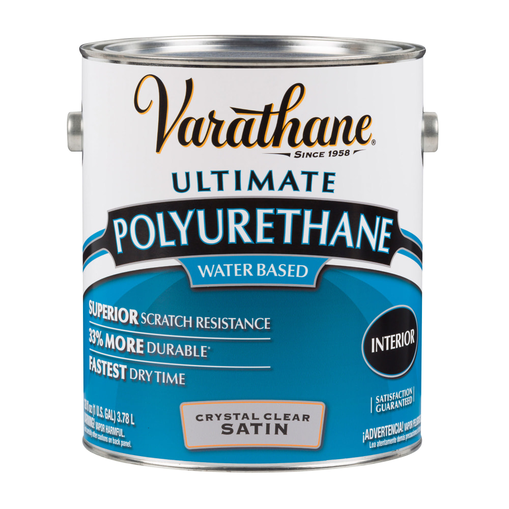 Varathane Ultimate Water-Based Polyurethane, 1 Gallon, Crystal Clear Satin, Pack Of 2 Cans MPN:200231