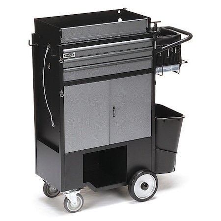 FC-300 Tool Utility Cart, 3 Drawer, Black, Steel, Aluminum, 14-1/2 in W x 14 in D x 45 in H MPN:FC-300LENT