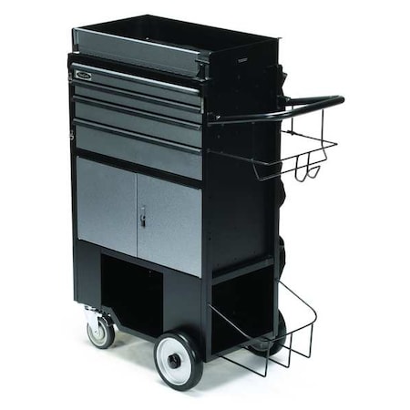 FC-400 Tool Utility Cart, 4 Drawer, Black, Steel, Aluminum, 14-1/2 in W x 14 in D x 45 in H MPN:FC-400LBC