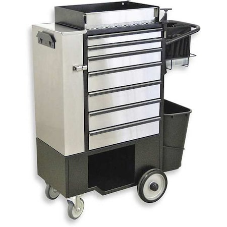 FC-100 Tool Utility Cart, 7 Drawer, Black, Stainless Steel, 14-1/4 in W x 37-1/2 in D x 45 in H MPN:FC100-ECSS-NT
